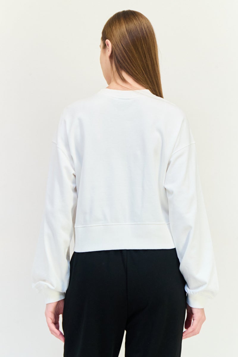 Champion Women Oversize Fit Long Sleeve Outdoor Crop Sweatshirt, White  - Image 3