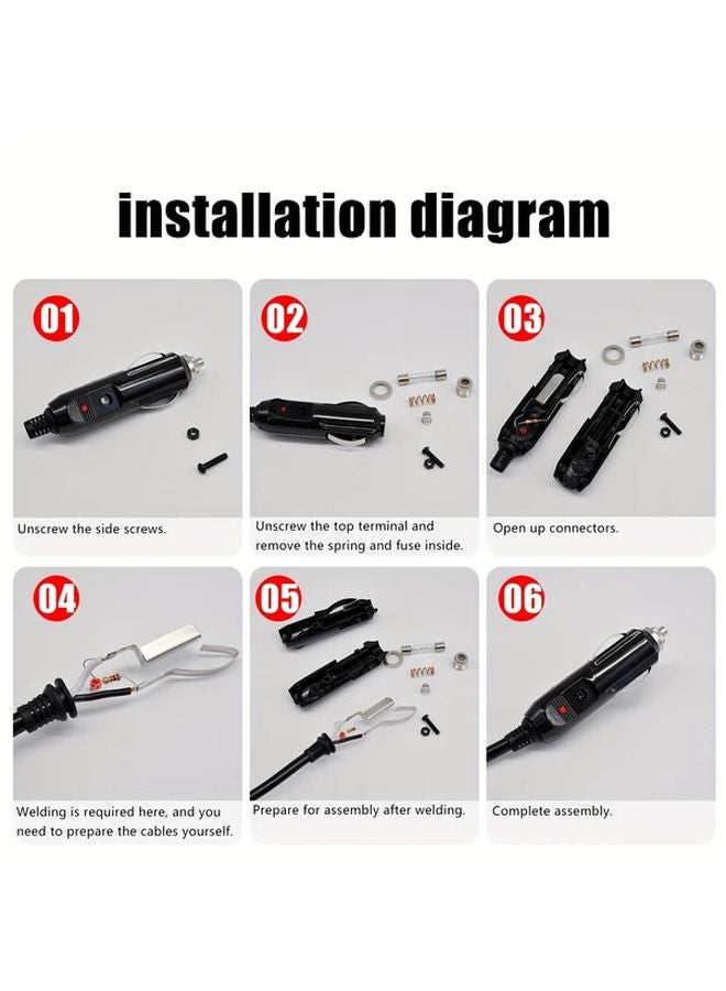 2pcs Male 15A Car Plug Socket with Fuse LED Lighter - Image 4