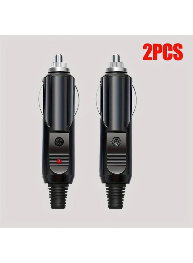 2pcs Male 15A Car Plug Socket with Fuse LED Lighter - Image 1