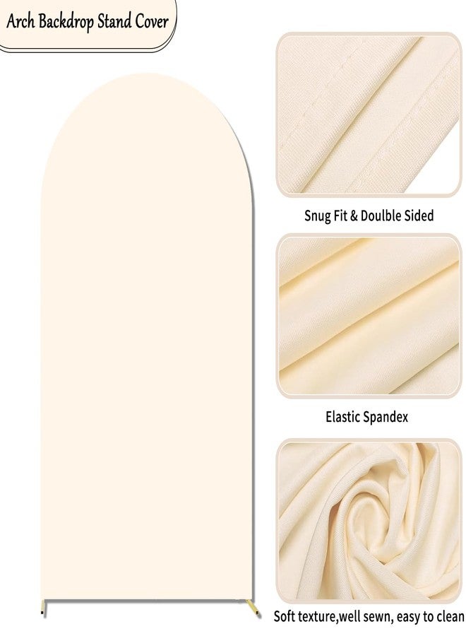 JCJ 6FT Arch Backdrop Cover, Beige Wedding Arch Stand Cover Stretchy Backdrop with Zipper Spandex Fitted Arch Cover for Birthday Party Decoration - Image 3