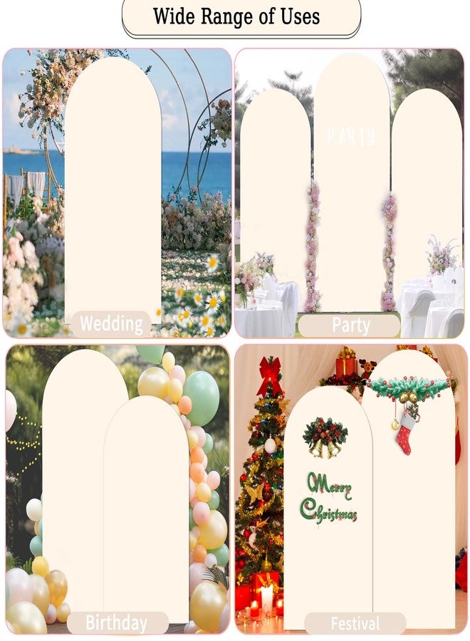 JCJ 6FT Arch Backdrop Cover, Beige Wedding Arch Stand Cover Stretchy Backdrop with Zipper Spandex Fitted Arch Cover for Birthday Party Decoration - Image 5