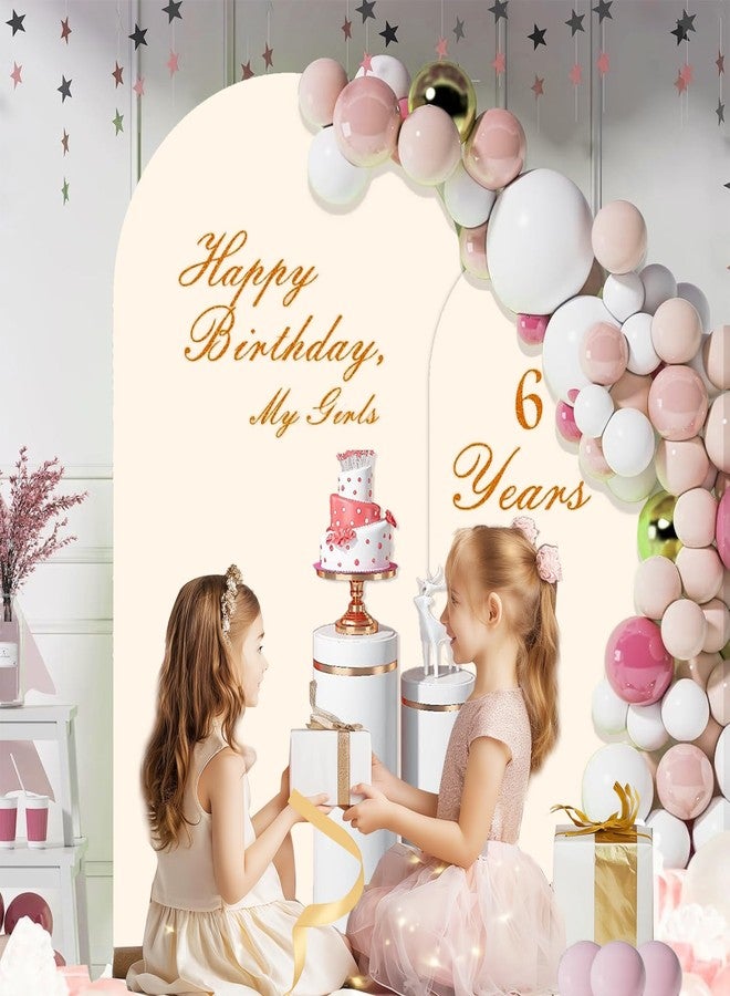 JCJ 6FT Arch Backdrop Cover, Beige Wedding Arch Stand Cover Stretchy Backdrop with Zipper Spandex Fitted Arch Cover for Birthday Party Decoration - Image 2
