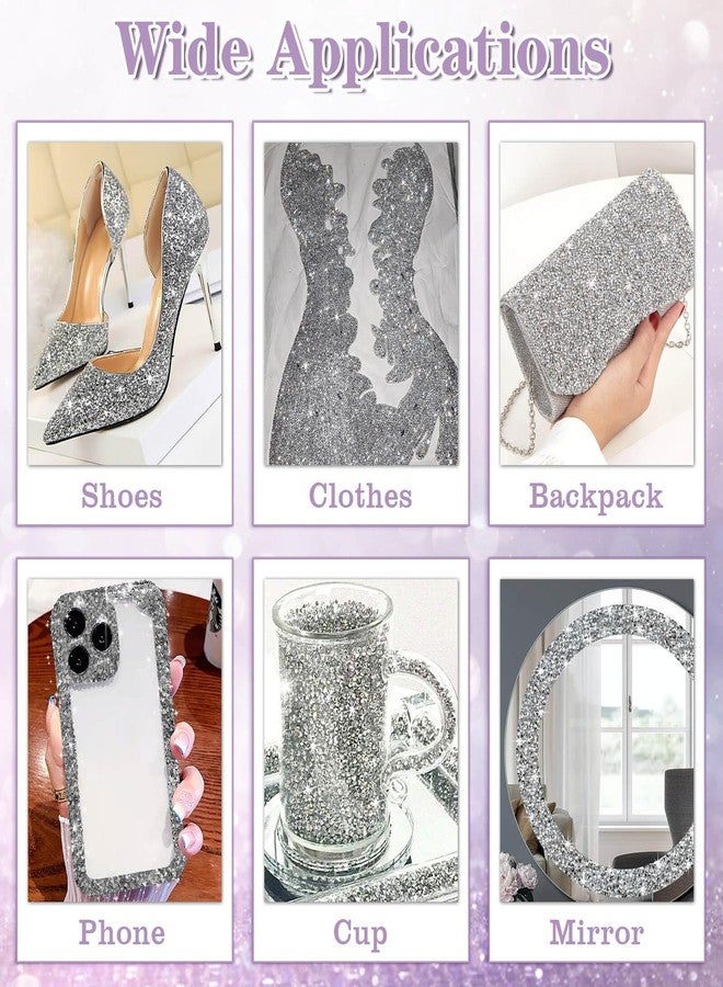 Tetutor 6 Rolls Self Adhesive Rhinestone Ribbons, Sliver Resin Rhinestone Strips, Diamond Crystal Rhinestone Ribbon Roll Stickers Glitter Bling Ribbons for Crafts Fabric Car - Image 4