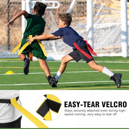 BORNEW Flag Football Set for Kids, 14 Player Adjustable Flag Football Belts with 24 Flags, Practise Cones, a Size 3 Football, Air Pump and Storage Bag, for Youth and Adults Capture Flag Training… - Image 5