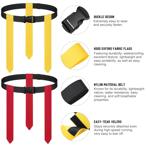 BORNEW Flag Football Set for Kids, 14 Player Adjustable Flag Football Belts with 24 Flags, Practise Cones, a Size 3 Football, Air Pump and Storage Bag, for Youth and Adults Capture Flag Training… - Image 4
