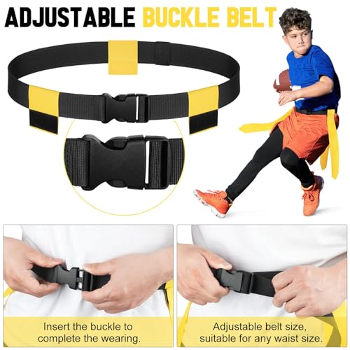 BORNEW Flag Football Set for Kids, 14 Player Adjustable Flag Football Belts with 24 Flags, Practise Cones, a Size 3 Football, Air Pump and Storage Bag, for Youth and Adults Capture Flag Training… - Image 3