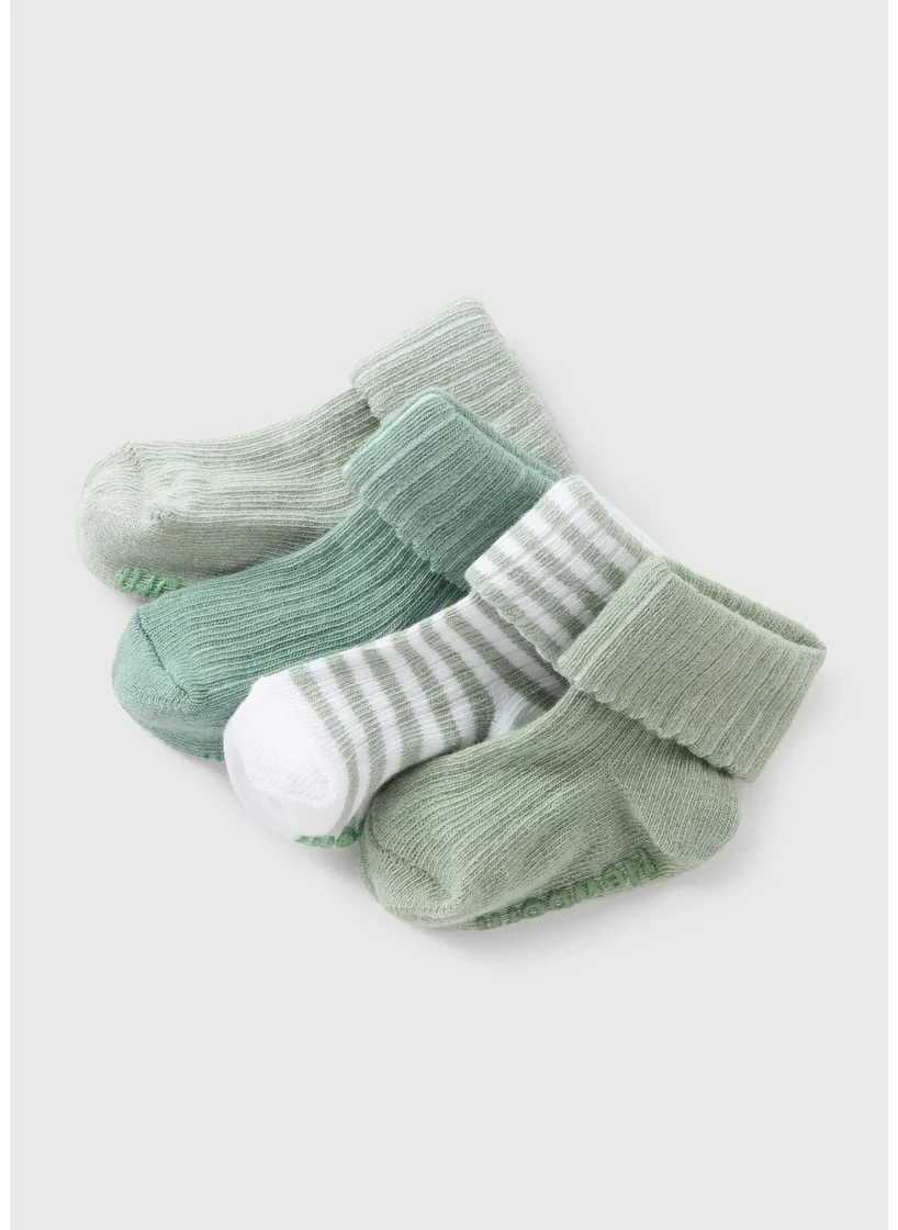 Matalan 4 Pack Baby Sage Ribbed Socks