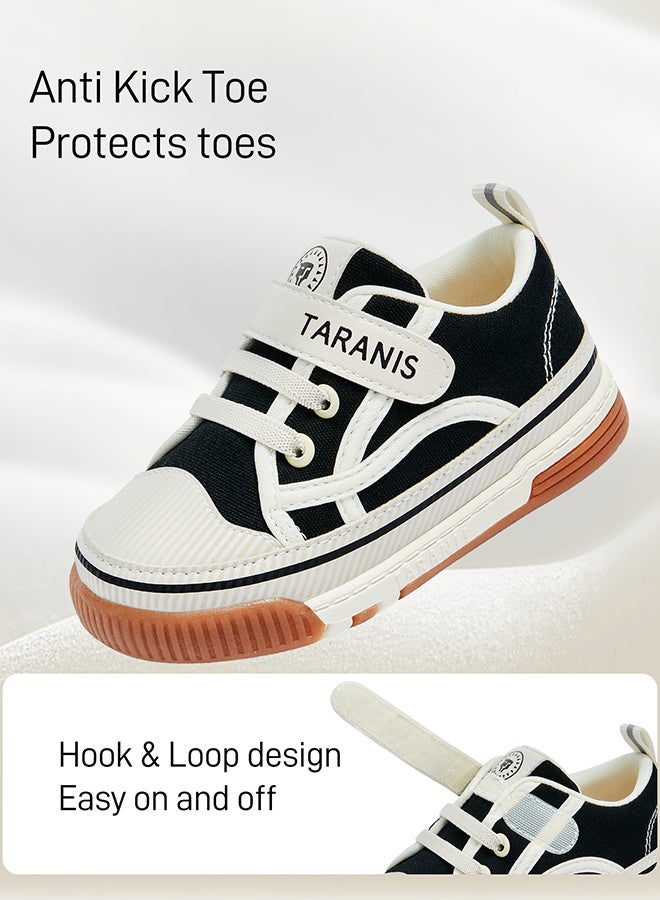 تارانيس حذاء تارانيس للأطفال مخطط باللونين الأسود والأبيض، حذاء رياضي كلاسيكي للأطفال الصغار باللونين الأبيض والأسود - Image 2