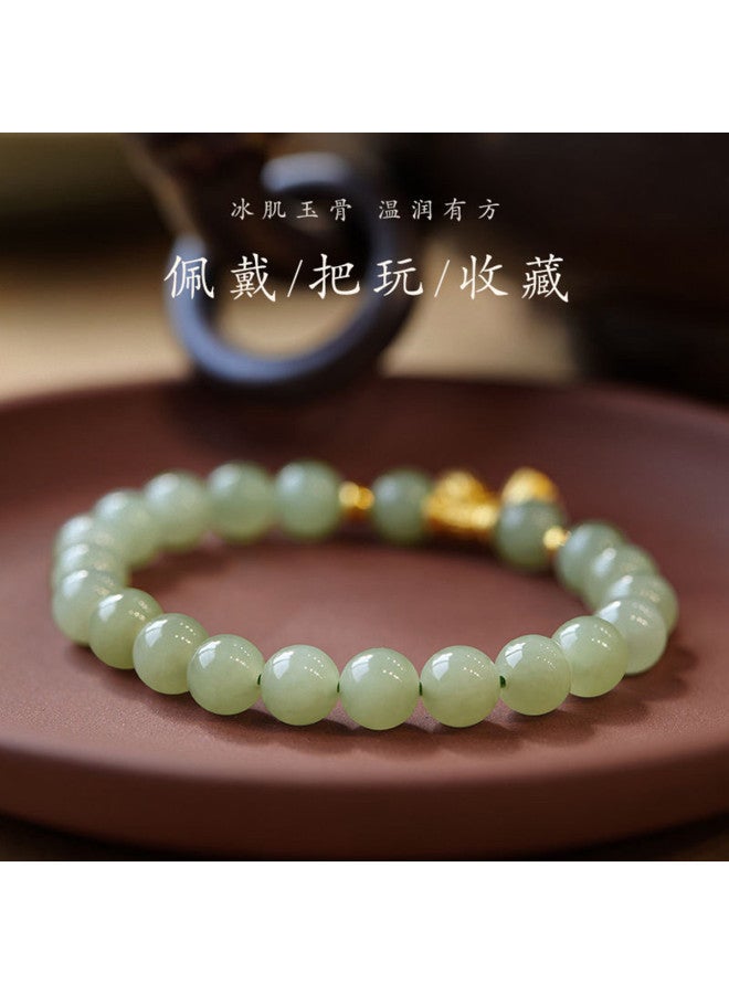 DP Natural Hetian Jade Bead Bracelet - "rising Higher With Each Step" Auspicious Pendant Original Gemstone Gift Bracelet - Image 5