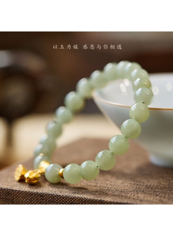 DP Natural Hetian Jade Bead Bracelet - "rising Higher With Each Step" Auspicious Pendant Original Gemstone Gift Bracelet - Image 4