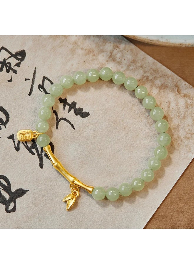 DP Natural Hetian Jade Bead Bracelet - "rising Higher With Each Step" Auspicious Pendant Original Gemstone Gift Bracelet - Image 2