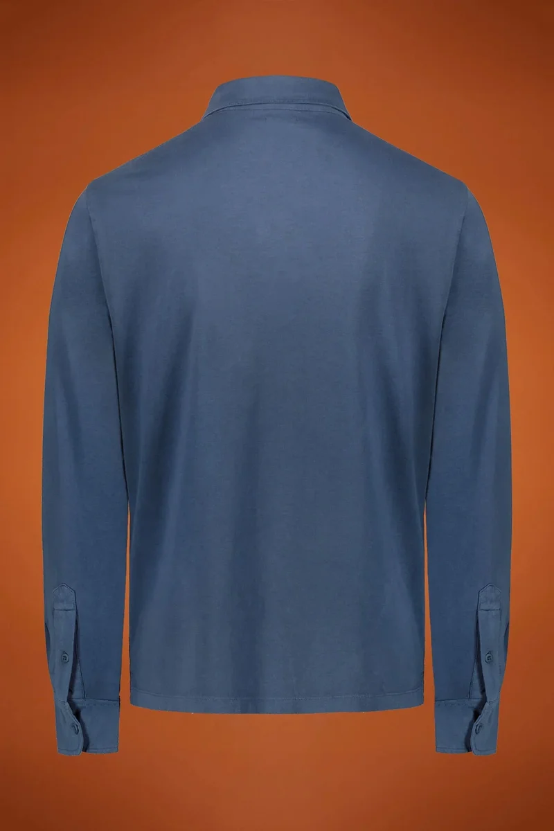 Doppelganger Blue Men's long sleeve polo shirt 100% cotton regular fit - Blue for Men | Best Price UAE