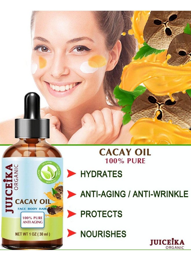 juiceika Cacay Oil 100% Pure Natural Virgin Unrefined Coldpressed Carrier Oil 1 Fl Oz 30 Ml For Face Skin Body Hair Lip Nails - Image 3