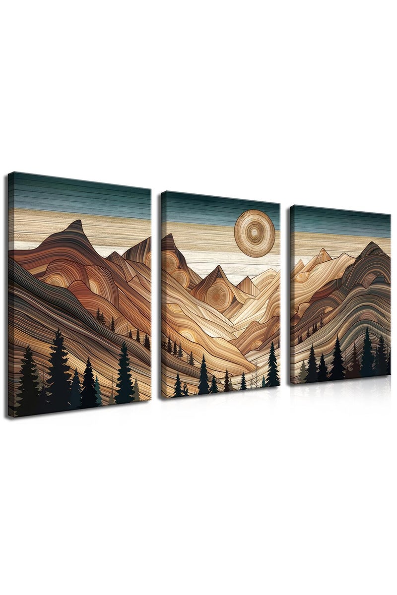AKWISH Abstract Sun Mountain Canvas Wall Art Set of 3 - Image 1