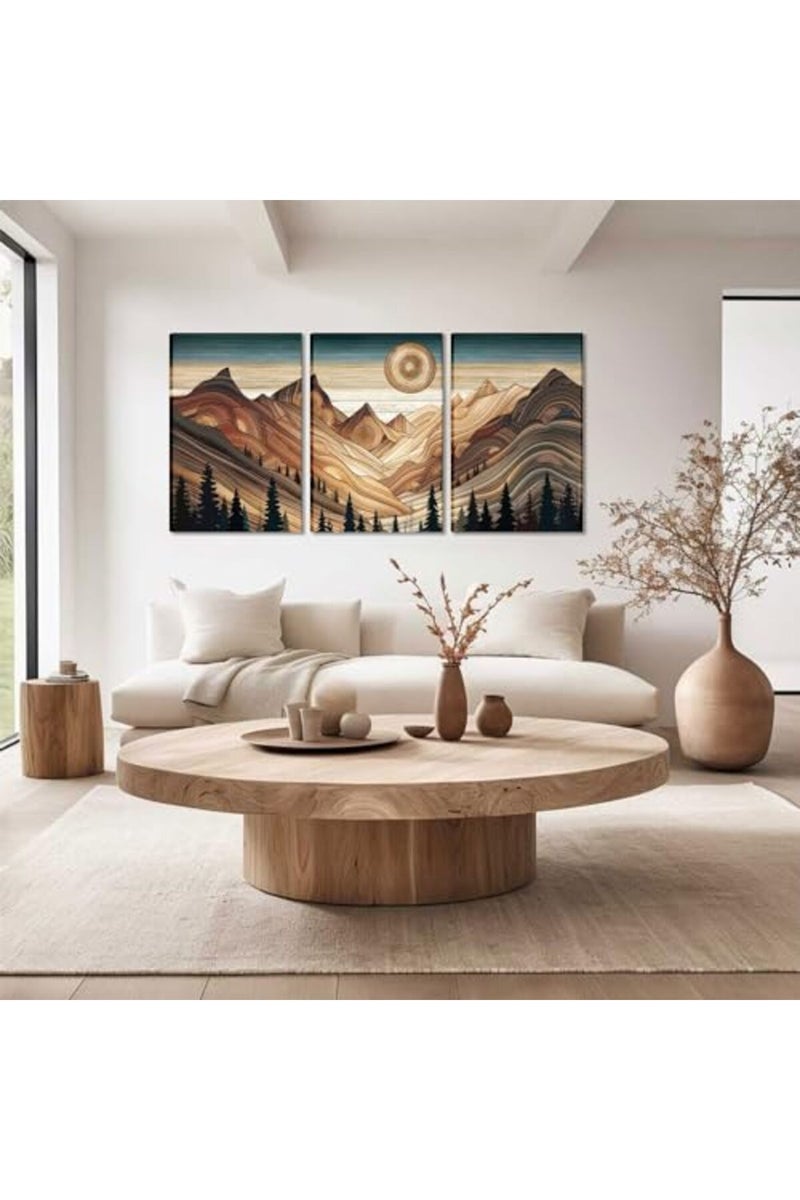 AKWISH Abstract Sun Mountain Canvas Wall Art Set of 3 - Image 2