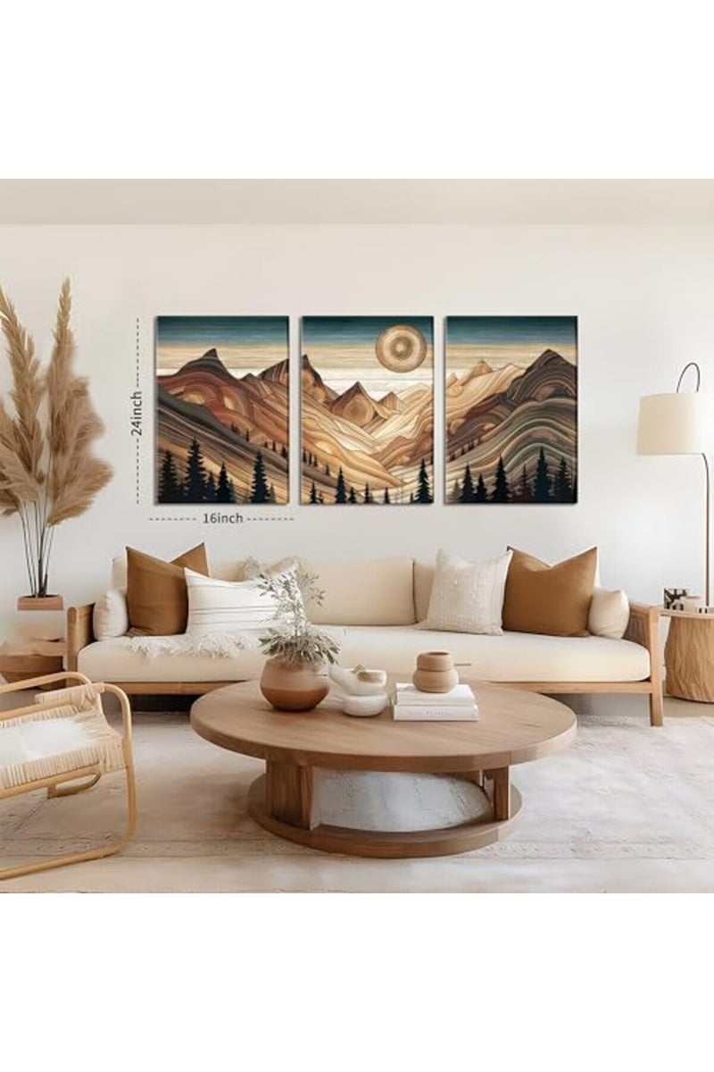 AKWISH Abstract Sun Mountain Canvas Wall Art Set of 3 - Image 5