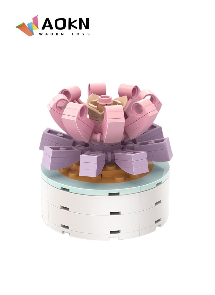 WAOKN New Creative Assembly Simulation Flowers Pot Small Particle Building Blocks Creative Art Decoration Gift