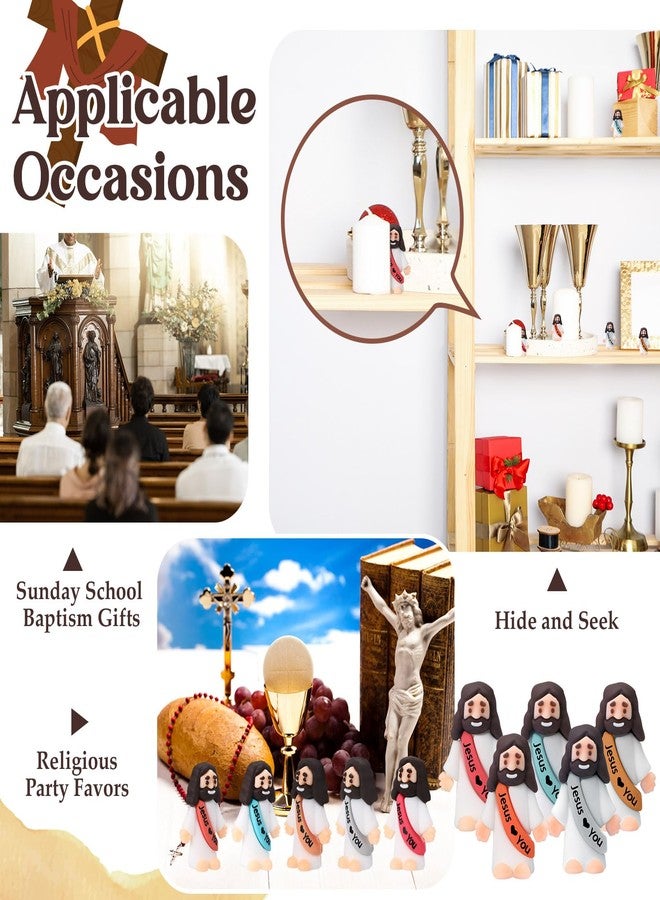 Bememo 50 Pcs Mini Jesus Figures Easter Jesus Loves You Christ Toys Little Christ Figures for Hide and Seek Sunday School Religious Party Favors Gift for Easter Egg Stuffers (Bohemian Color) - Image 4