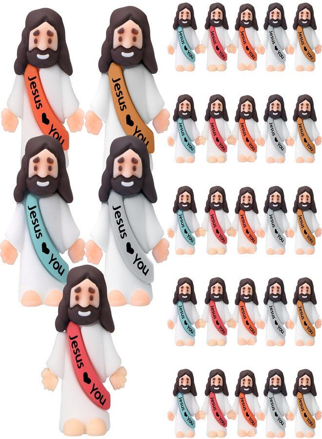 Bememo 50 Pcs Mini Jesus Figures Easter Jesus Loves You Christ Toys Little Christ Figures for Hide and Seek Sunday School Religious Party Favors Gift for Easter Egg Stuffers (Bohemian Color) - Image 1