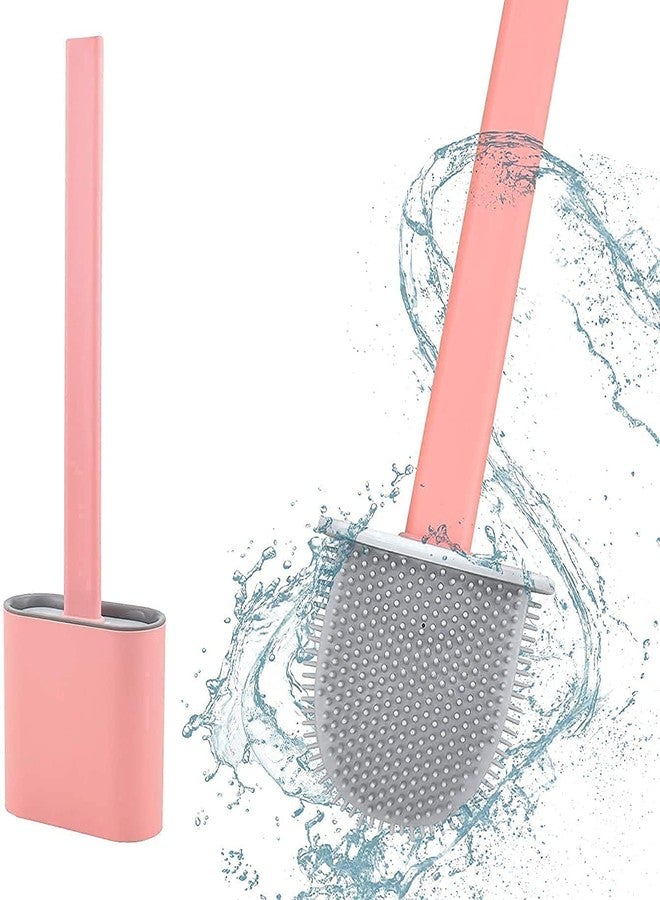 Riviox Toilet Brush with Stand Silicone Flex Toilet Brush Bathroom Cleaning Supplies Household Cleaning Tools, Toilet Brushes for Western, Toilet Holder Stand, Western Toilet Brush for Cleaning - Image 2