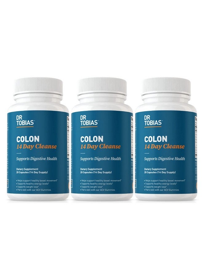 Dr. Tobias Dr. Tobias Colon 14 Day Cleanse, Advanced Gut Cleanse Detox for Women & Men with Cascara Sagrada, Psyllium Husk, Senna Leaf & Probiotics, Non-GMO Colon Cleanse, 3 Bottles of 28 Capsules (1-2 Daily)  - Image 1