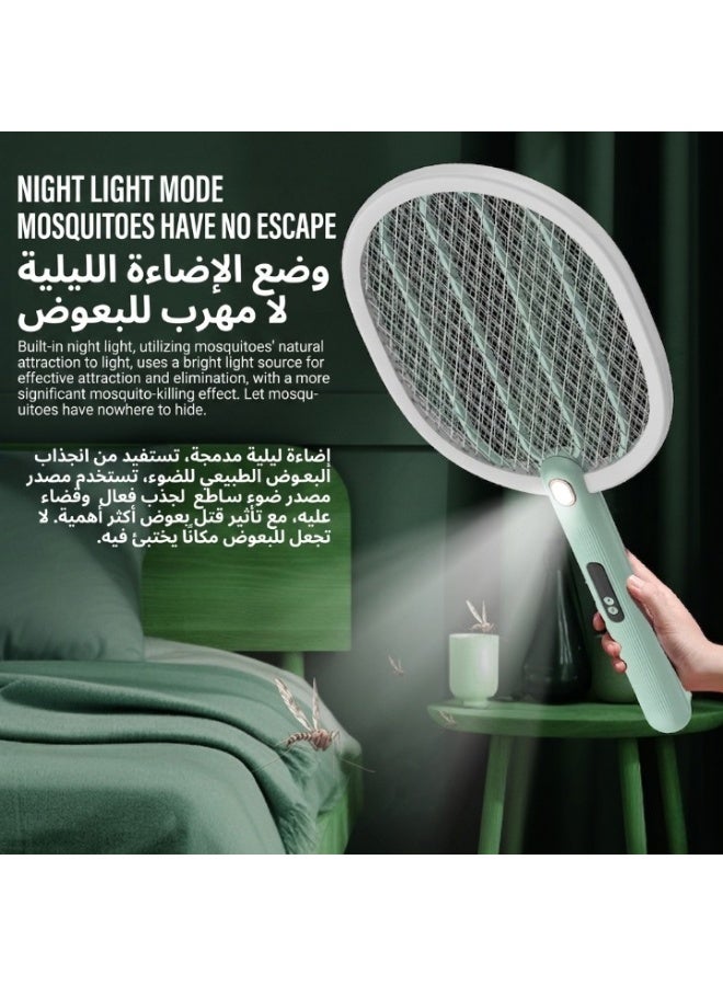 ORIONMAX Rechargeable Electric Fly Swatter Racket, 3000V Bug Zapper with Triple-Layer Safety Mesh, LED Mosquito Trap Light, Handheld Indoor & Outdoor Mosquito and Fly Killer - Image 5