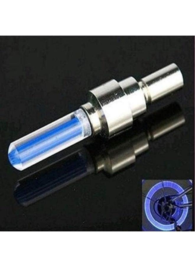 2pcs Blue Bicycle Wheel Tire Valve Cap Spoke Neon Flash LED Lights Lamp - Image 1