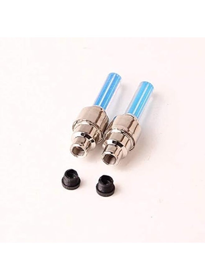 2pcs Blue Bicycle Wheel Tire Valve Cap Spoke Neon Flash LED Lights Lamp - Image 2