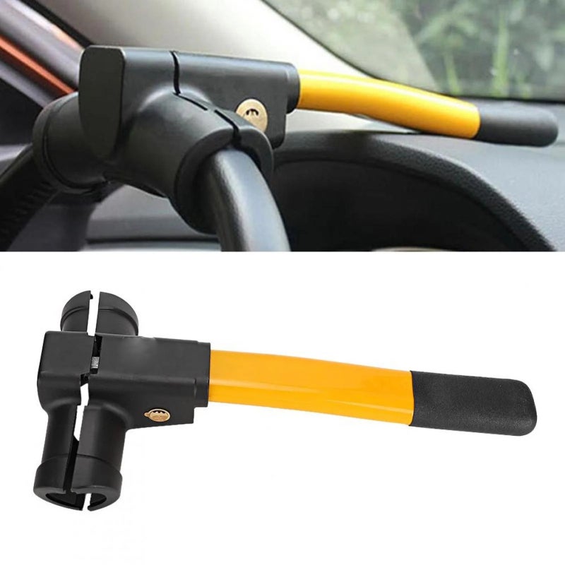 Steering Wheel Lock: Yellow 19cm * 36cm Alloy Emergency Self-Defense - High Security All-Copper Cylinder Universal Car Lock for Most Cars, Trucks, SUVs Vans - Image 3