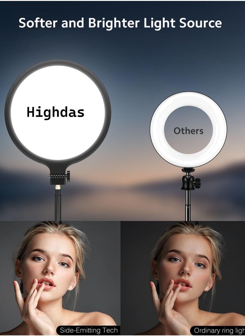 10.5'' Full Screen Ring Light With Stand for Zoom Meetings, 360° Rotate Zoom Lighting for Computer Video Conference Light Desk Light,LED Lighting with Phone Holder for Live Streaming, Video Call