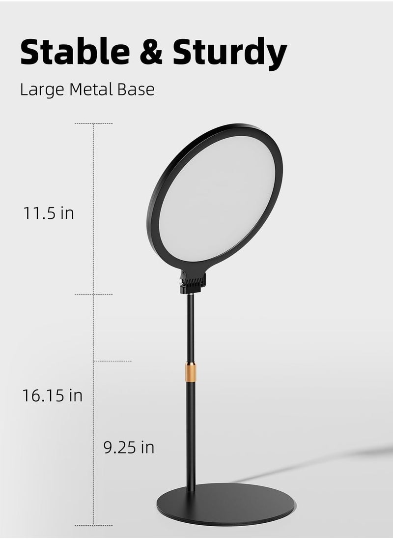 10.5'' Full Screen Ring Light With Stand for Zoom Meetings, 360° Rotate Zoom Lighting for Computer Video Conference Light Desk Light,LED Lighting with Phone Holder for Live Streaming, Video Call