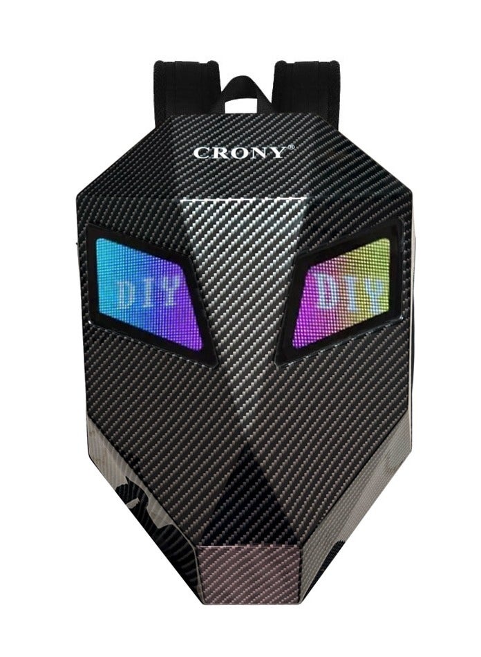 Crony CRONY Iron Man Carbon fiber LED Display Backpack Upgrade Iron Man LED Backpack Screen Knight Motorcycle Backpack Cool Travel Bag Scooter Bag  - Image 1