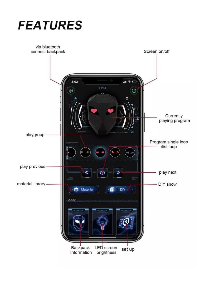 CRONY Iron Man Carbon fiber LED Display Backpack Upgrade Iron Man LED Backpack Screen Knight Motorcycle Backpack Cool Travel Bag Scooter Bag - pzsku/Z0DD45FB2B78AAA9F1A96Z/45/_/1714505158/4d1578eb-29d3-49bc-9a12-0531f224f9b3