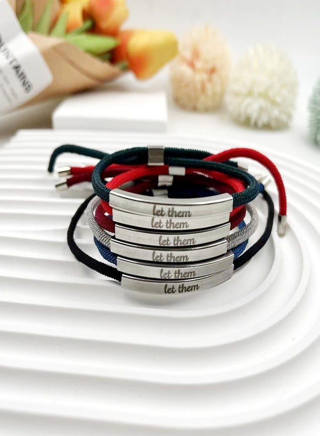 Xeyau Let Them Bracelets Self Worth Motivational Engraving Bracelets To Sorority Sisters Best Friends Inspirational Friendship Bracelets (Black) - Image 3