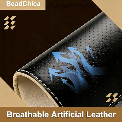 BeadChica 2 Pack RV Seat Covers for Captains Chairs,Motorhome Seat Covers for Class-A RV Seat with Arm Rest Covers (Black & Beige) - Image 5