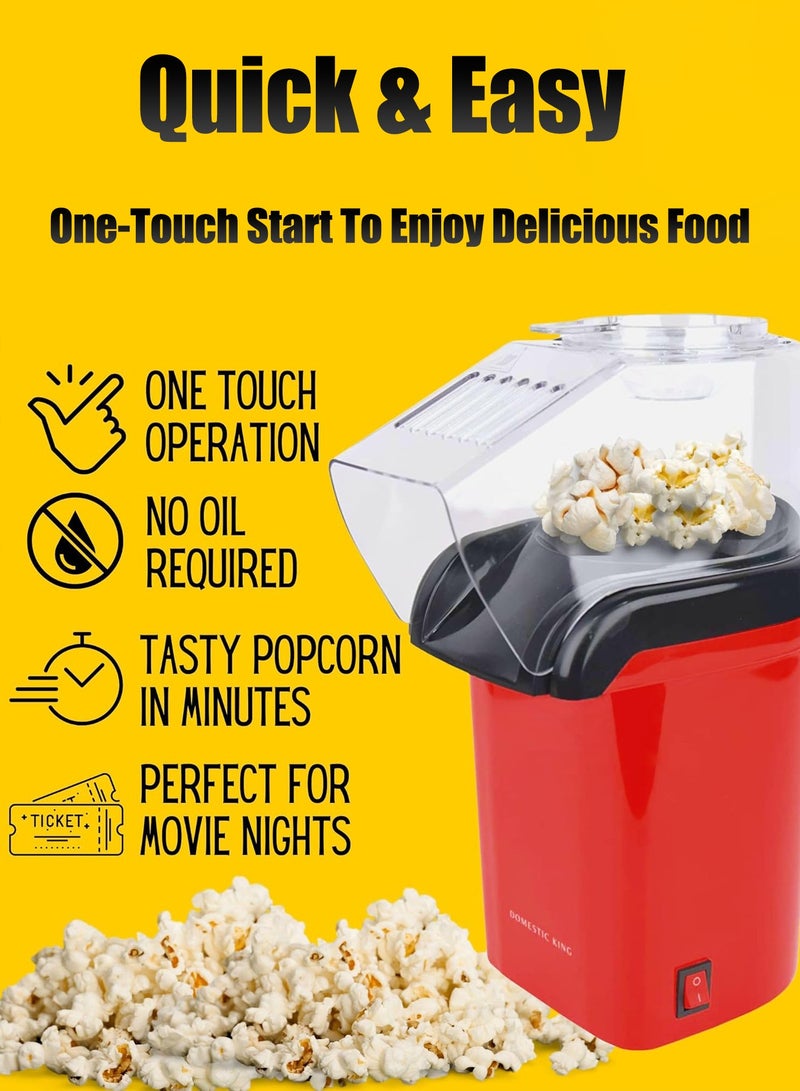 هيروكس ماكينة صنع الفشار بالهواء الساخن بقوة 1200 واط، سريعة لتحضير طعام صحي في 2-3 دقائق، 1.8 لتر، 1200 واط، JYDQ-01H، أحمر - Image 2