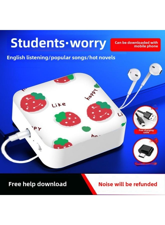 Mp3 Walkman Mini Music Player Girls Listening To Songs Junior Senior High School English Listening Sports Small Mp4 Strawberry-Body Color:Strawberry-Memory Capacity:MP3 Headphone Memory Card With 200 Songs]  - Image 1