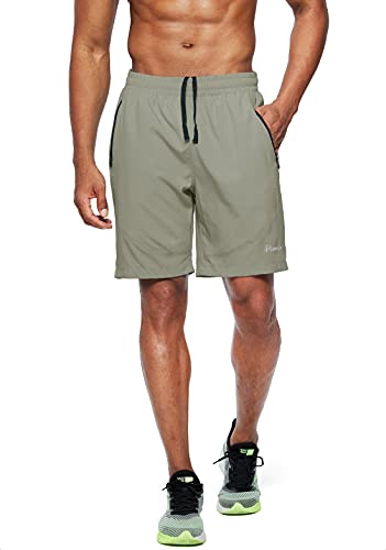 Pudolla Men's Workout Running Shorts Lightweight Gym Athletic Shorts for Men with Zipper Pockets (Aloe Green X-Large) - Image 2