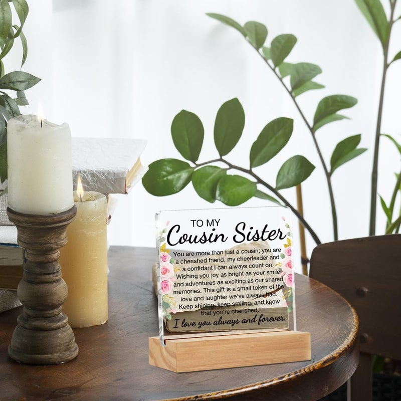 ZOSAN Best Cousin Gifts for Women Girl, to My Cousin Sister Gifts Clear Desk Decorative Sign - Image 5