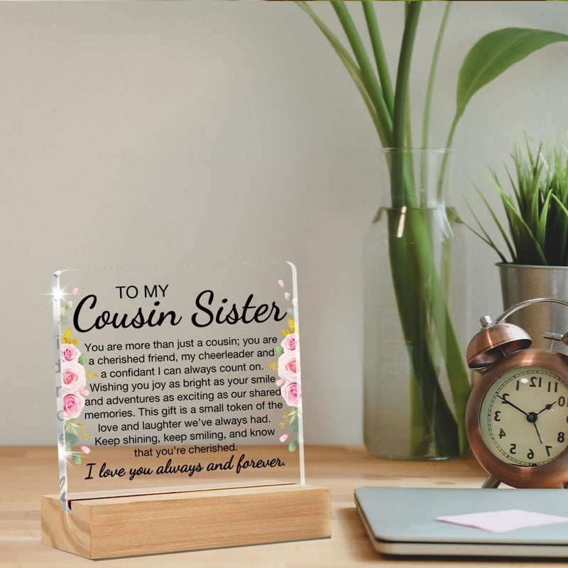 ZOSAN Best Cousin Gifts for Women Girl, to My Cousin Sister Gifts Clear Desk Decorative Sign - Image 4