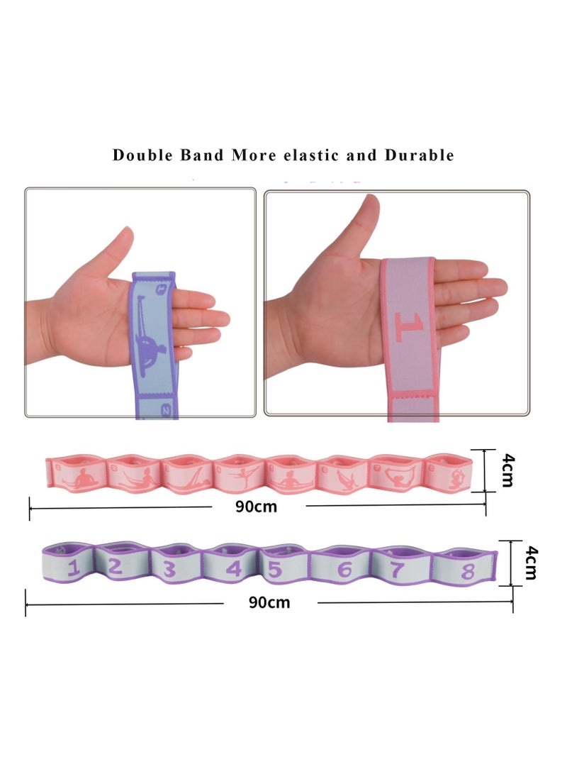 Innoshine Yoga Stretch Strap, Anti Slip Elastic Sports Fitness Bands Adjustable 8 Loops Yoga Belts Strap Exercise Dance Resistance Ballet Band for Kids ,  Stretching  Band for Physical Therapy, Pilates Dance and Gymnastics - Image 3