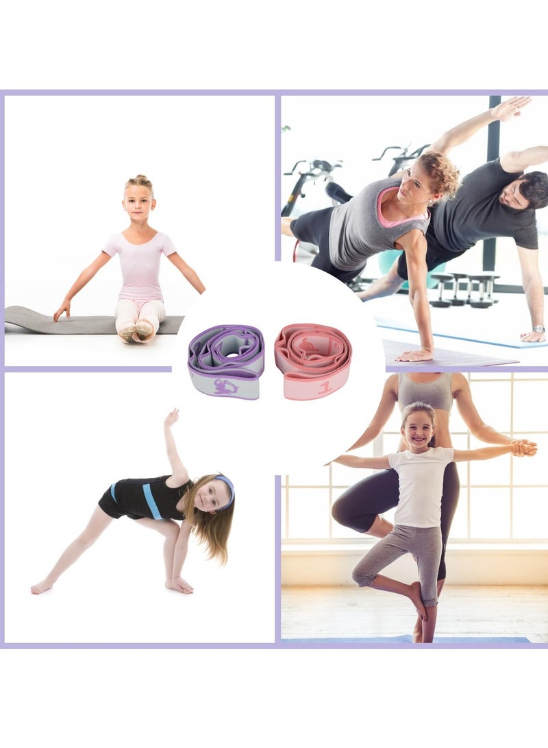 Innoshine Yoga Stretch Strap, Anti Slip Elastic Sports Fitness Bands Adjustable 8 Loops Yoga Belts Strap Exercise Dance Resistance Ballet Band for Kids ,  Stretching  Band for Physical Therapy, Pilates Dance and Gymnastics - Image 2
