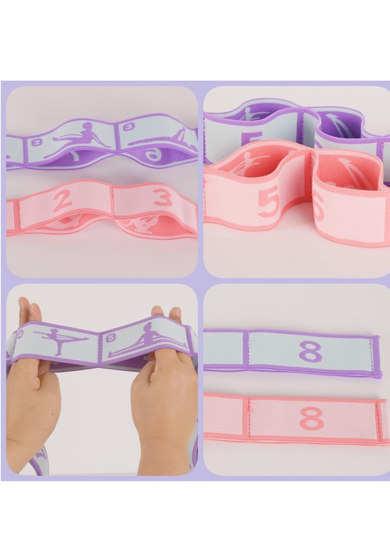 Innoshine Yoga Stretch Strap, Anti Slip Elastic Sports Fitness Bands Adjustable 8 Loops Yoga Belts Strap Exercise Dance Resistance Ballet Band for Kids ,  Stretching  Band for Physical Therapy, Pilates Dance and Gymnastics - Image 4