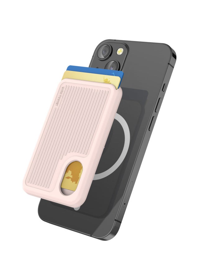 For Apple 12 Card Bag IPhone13 Full Size Magsafe Bracket Original Strong Magnetic Silicone Card Bag-Color:Pink-Applicable Model:Apple Mobile Phone  - Image 1