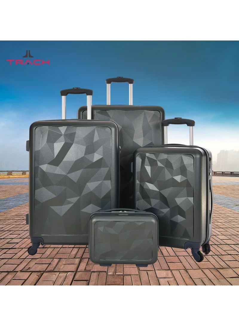 Track Track 4-Piece Luggage Set – Carry-On, Check-In & Beauty Trolley Bags, ABS Hard Case, 4 Wheels, Telescopic & Side Handles, Fixed Combination Lock, For Men & Women