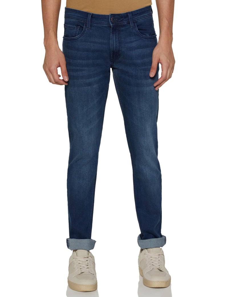 Peter England Men's Mid Rise Wash Stretchable Jeans Dark Navy - Image 5