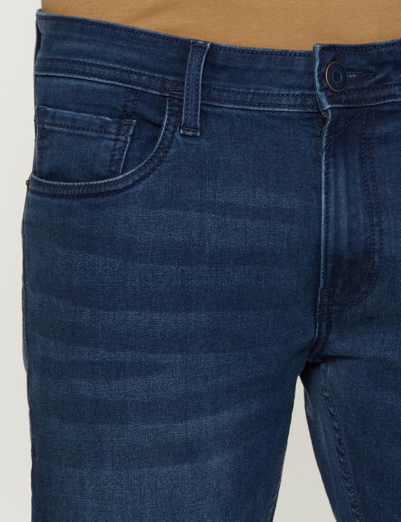 Peter England Men's Mid Rise Wash Stretchable Jeans Dark Navy - Image 3