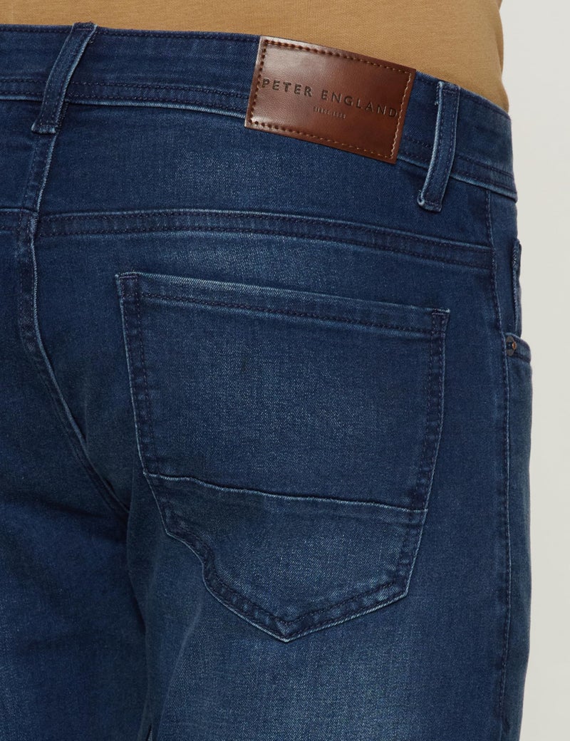 Peter England Men's Mid Rise Wash Stretchable Jeans Dark Navy - Image 4