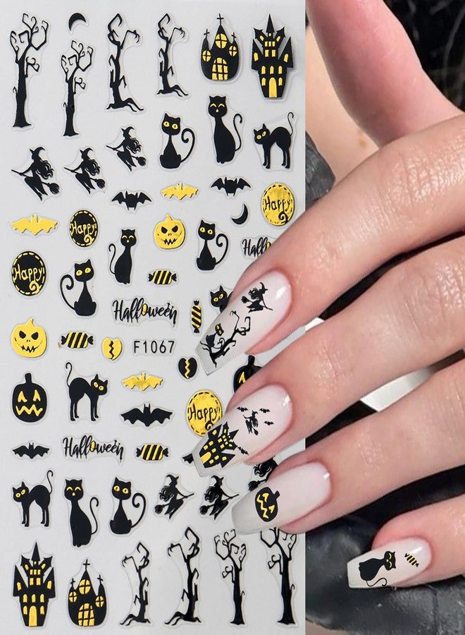 LYLYNB Halloween Nail Stickers, 4 Sheets, Black, Halloween Themed (Pumpkin, Ghost, Cat, Spider Web, Spider), Acrylic, Single Use, Rectangular, Nail Stickers - Image 2