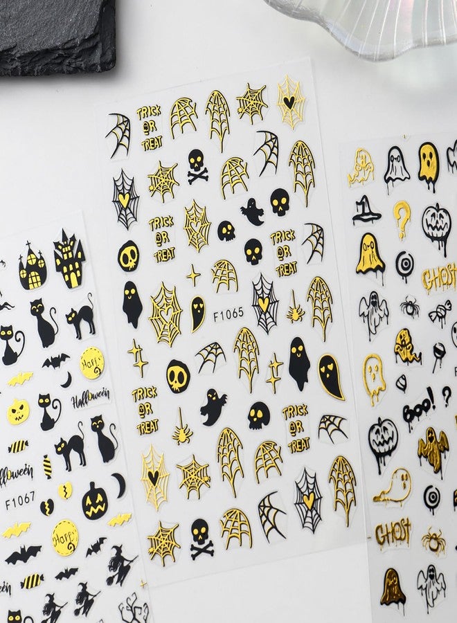 LYLYNB Halloween Nail Stickers, 4 Sheets, Black, Halloween Themed (Pumpkin, Ghost, Cat, Spider Web, Spider), Acrylic, Single Use, Rectangular, Nail Stickers - Image 4